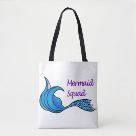 Mermaid Squad blauer Schwanz auf einem Totbeutel Tasche