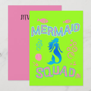 Mermaid Squad Geburtstagsparty T-Shirt, Girls Part Einladung