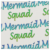 Mermaid Squad Green und Blue Letters Stoff (Nahaufnahme)