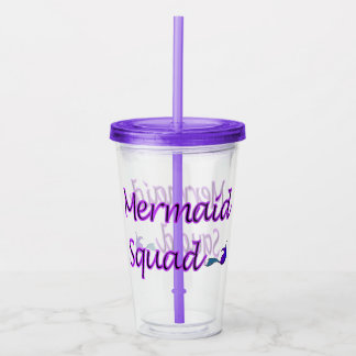 Mermaid Squad lila/blau Schwanz Acryltumbler Acryltrinkbecher