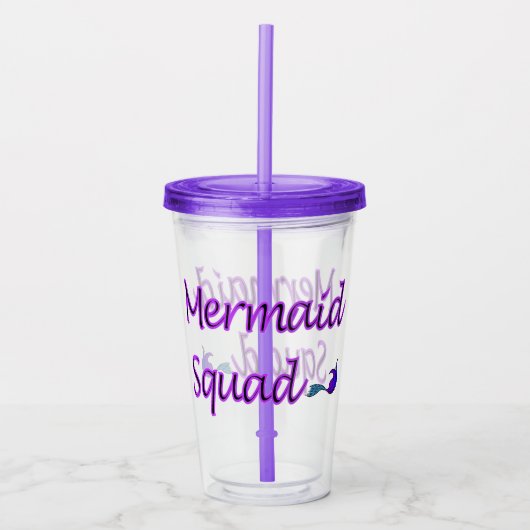 Mermaid Squad lila/blau Schwanz Acryltumbler Acryltrinkbecher (Vorderseite)