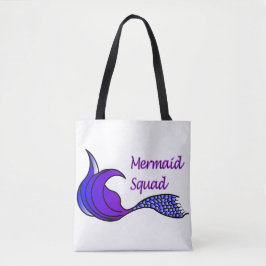 Mermaid Squad lila Schwanz auf einem Totbeutel Tasche