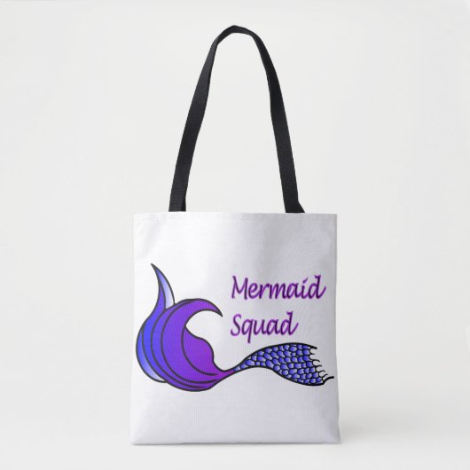 Mermaid Squad lila Schwanz auf einem Totbeutel Tasche (Vorderseite)