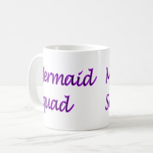 Mermaid Squad Lila Wörter Kaffeetasse (Vorderseite Links)