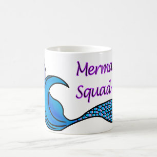Mermaid-Squad mit blauem Meerjungfrau-Schwanz auf  Kaffeetasse