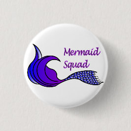 Mermaid-Squad mit lila Meerjungfrau-Schwanz auf Kn Button