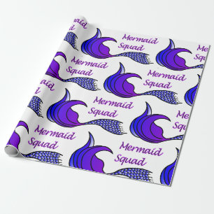 Mermaid-Squad mit lila Meerjungfrau-Schwanz Geschenkpapier