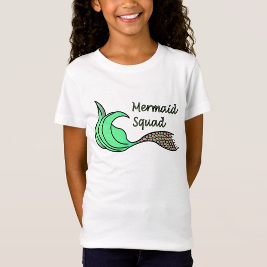 Mermaid Squad Orange und Green T-Shirt (Vorderseite)