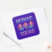 Mermaid Squad Quadratischer Aufkleber (Umschlag)