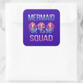 Mermaid Squad Quadratischer Aufkleber (Tasche)