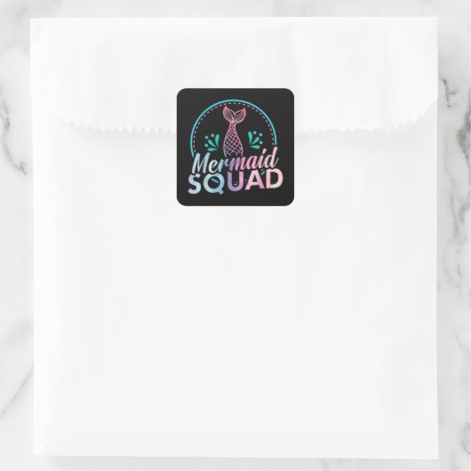 Mermaid Squad Quadratischer Aufkleber (Tasche)