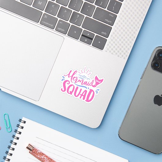 Mermaid Squad Sticker (Laptop mit iPhone)