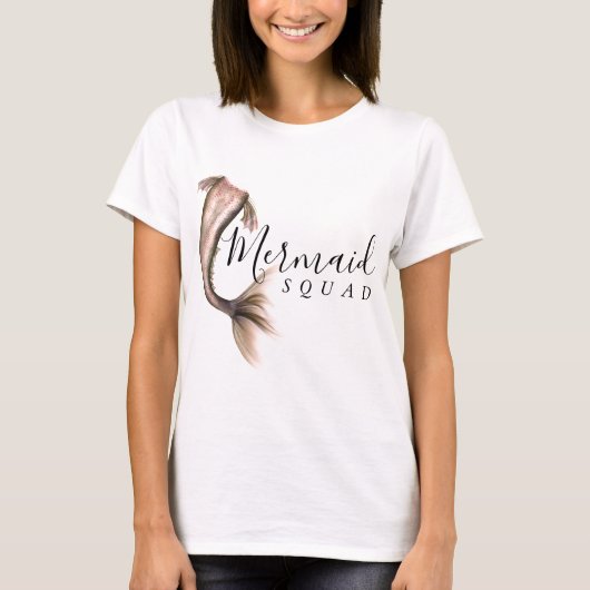 Mermaid Squad | Terracotta Soft Peach Bachelorette T-Shirt (Vorderseite)