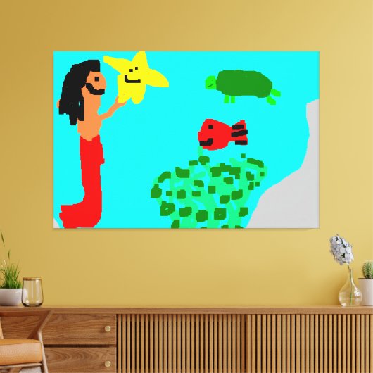Mermaid Star Fish Turtle Seaweean Life Art Leinwanddruck (Insitu (Wohnzimmer))