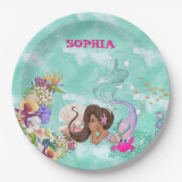 Mermaid Starfish Dark Hair Niedlich Personal Napki Pappteller