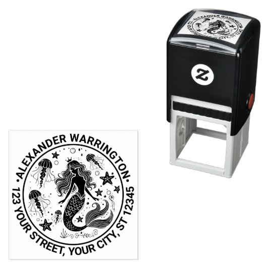 Mermaid Starfish Jellyfish Rücksendeadresse Permastempel (Beispiel)
