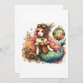 Mermaid Steampunk Einladung (Vorne/Hinten)