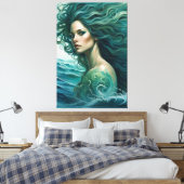 Mermaid Stretched Canvas Print Leinwanddruck (Insitu (Schlafzimmer))