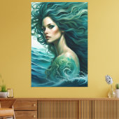 Mermaid Stretched Canvas Print Leinwanddruck (Insitu (Wohnzimmer))