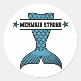 Mermaid Strong round-Aufkleber Runder Aufkleber