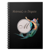 Mermaid Summer Black Monogram Modern Chic Notizblock (Vorderseite)