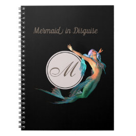 Mermaid Summer Black Monogram Modern Chic Notizblock