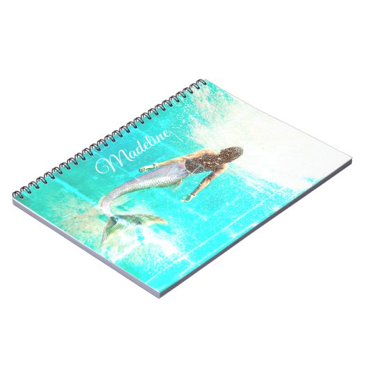 Mermaid Summer Blue Ocean Moderner Chic Notizblock (Linke Seite)