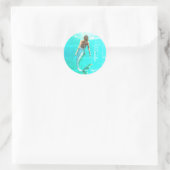 Mermaid Summer Blue Ocean Moderner Chic Runder Aufkleber (Tasche)