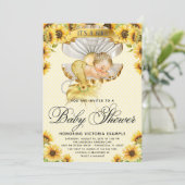 Mermaid Sunflower Baby Dusche Einladung (Stehend Vorderseite)