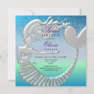 Mermaid Sweet 16 Geburtstag Einladung