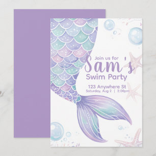 Mermaid Swim Birthday Party Einladung