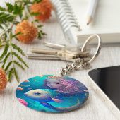 Mermaid swimming with fish schlüsselanhänger (Seite)