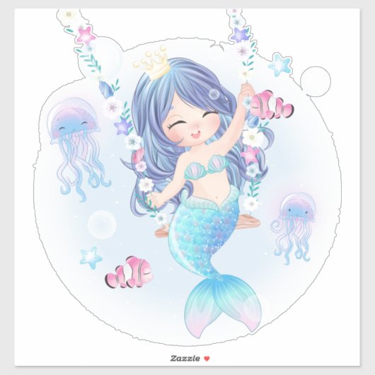 Mermaid Swinging Sticker (Blatt)
