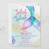 Mermaid Tail Glitter 2nd Birthday Invitation Einladung (Vorderseite)