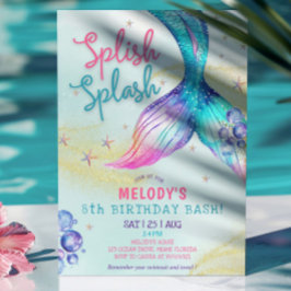 Mermaid Tail Glitter 8th Birthday Invitation Einladung