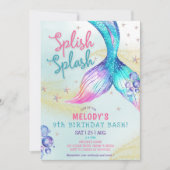 Mermaid Tail Glitter 9th Birthday Invitation Einladung (Vorderseite)