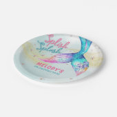 Mermaid Tail Glitter Splish Splash birthday Pappteller (Schrägansicht)