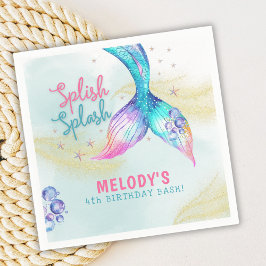 Mermaid Tail Glitter Splish Splash birthday Serviette