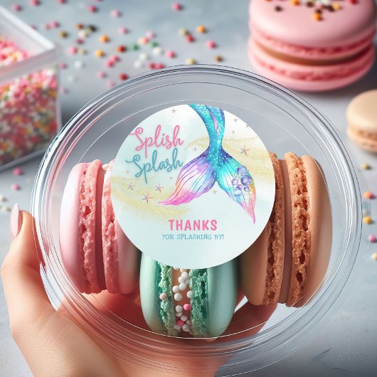 Mermaid Tail Glitter Splish Splash Thank you Runder Aufkleber
