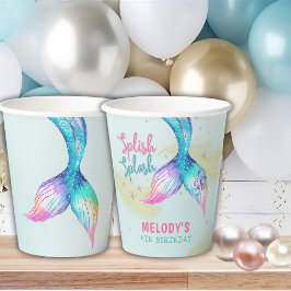 Mermaid Tail Glitter under the sea birthday Pappbecher