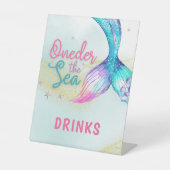 Mermaid Tail Onder the sea 1st birthday Drinks Sockelschild (Vorderseite)