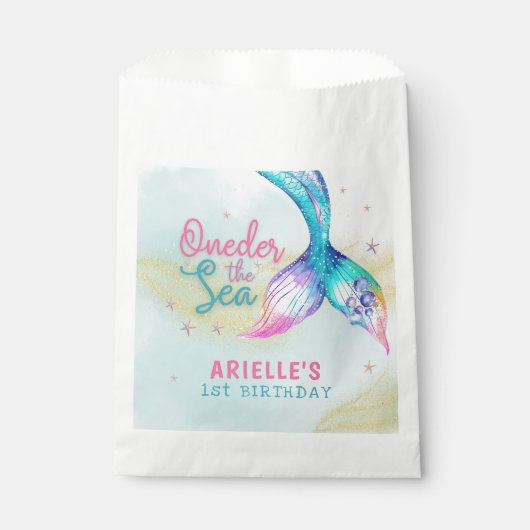 Mermaid Tail Onder the sea 1st birthday Geschenktütchen (Vorderseite)