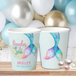 Mermaid Tail Onder the sea 1st birthday Pappbecher