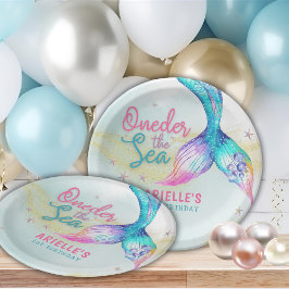 Mermaid Tail Onder the sea 1st birthday Pappteller
