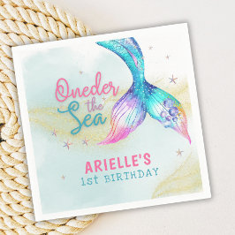 Mermaid Tail Onder the sea 1st birthday Serviette