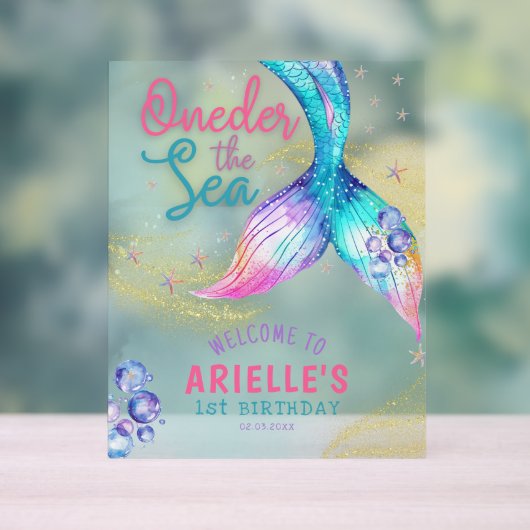 Mermaid Tail Onder the sea 1st birthday Welcome Acrylschild (Neutral)
