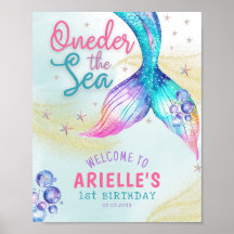 Mermaid Tail Onder the sea 1st birthday Welcome