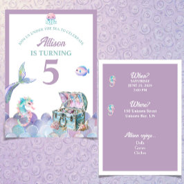 Mermaid Tail Purple Girly Birthday Invitation Einladung