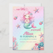 Mermaid Tail Teal Pink Girly Birthday Invitation Einladung (Vorderseite)