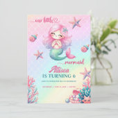 Mermaid Tail Teal Pink Girly Birthday Invitation Einladung (Stehend Vorderseite)